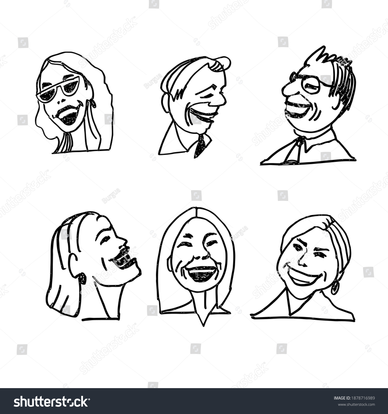 A Set Of Avatars Of Men And Women Hand Drawn Royalty Free Stock Vector 1878716989