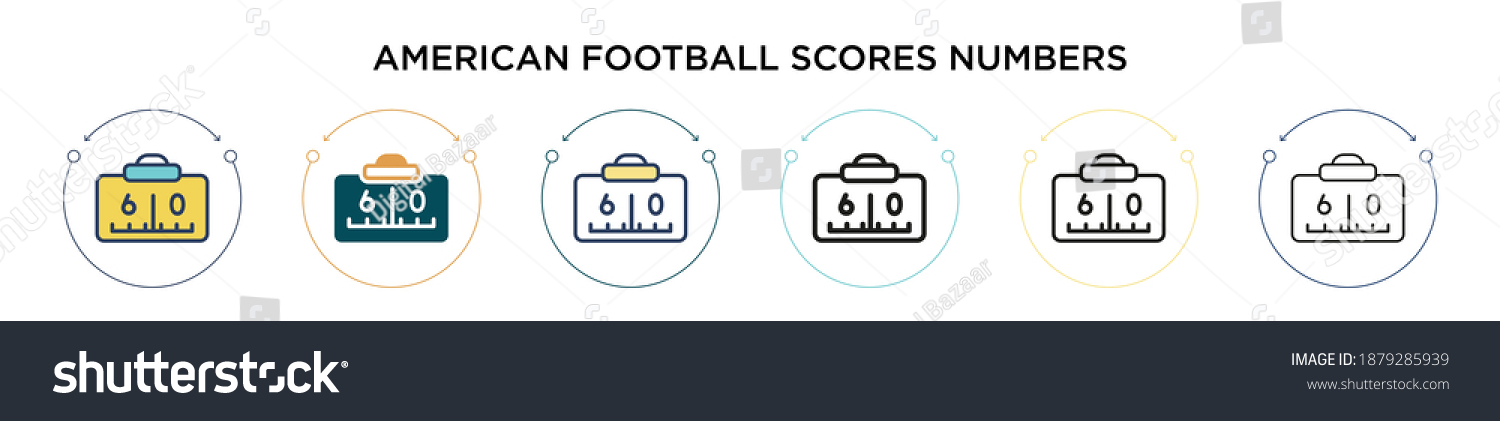American football scores numbers icon in filled, - Royalty Free Stock