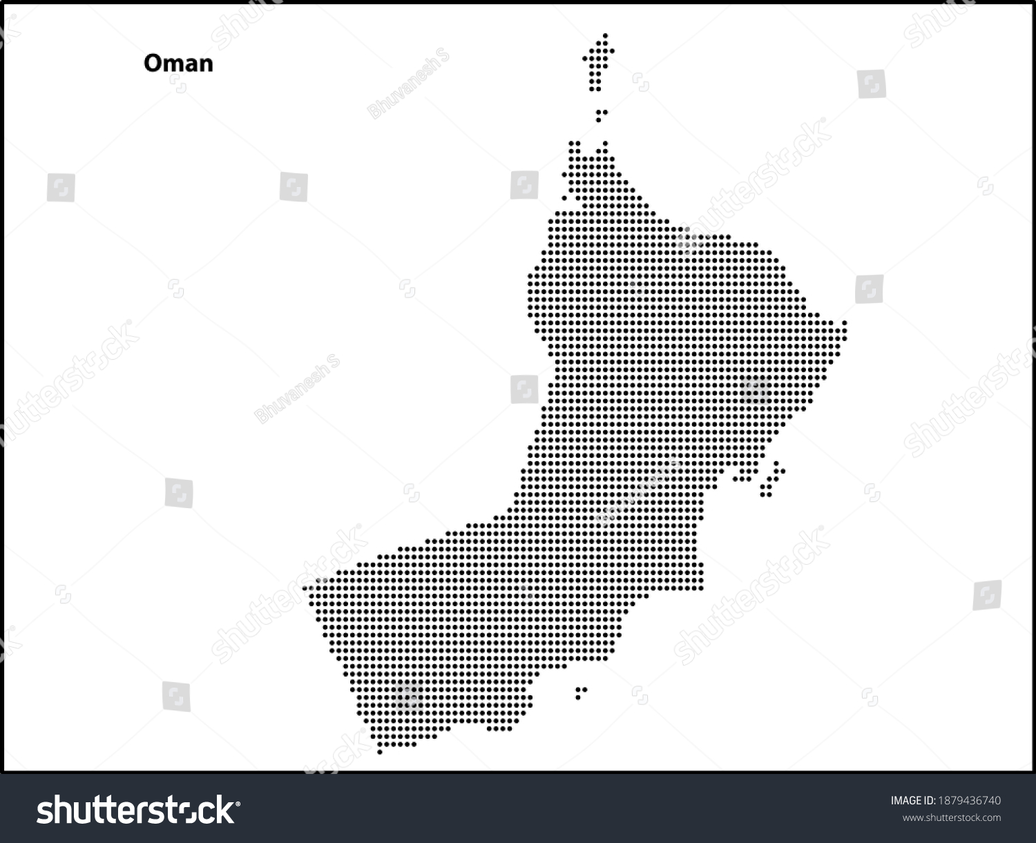 Vector Halftone Dotted Map Of Oman Country For Royalty Free Stock Vector 1879436740 