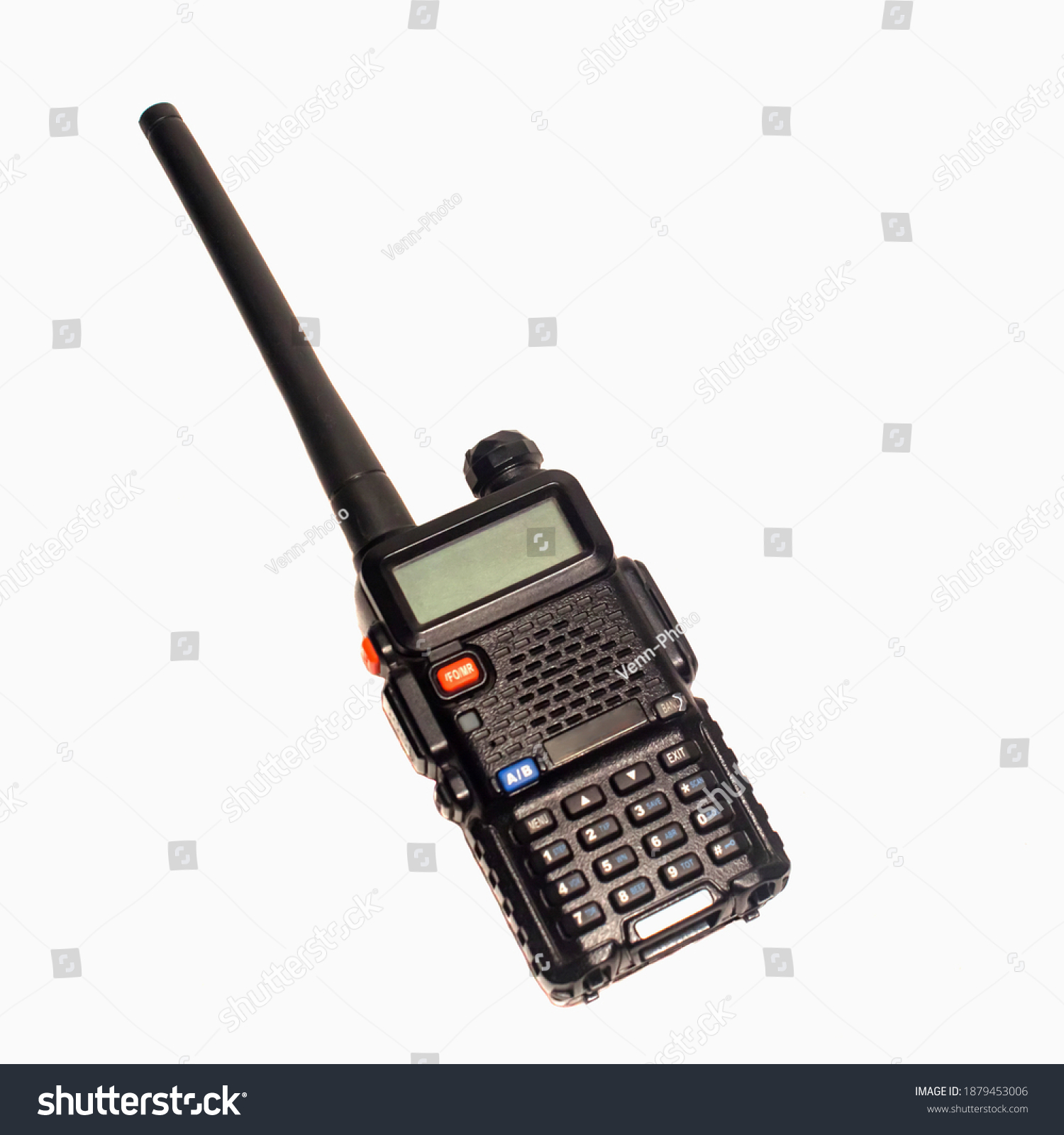 Black portable radio transmitter isolated on white background #1879453006
