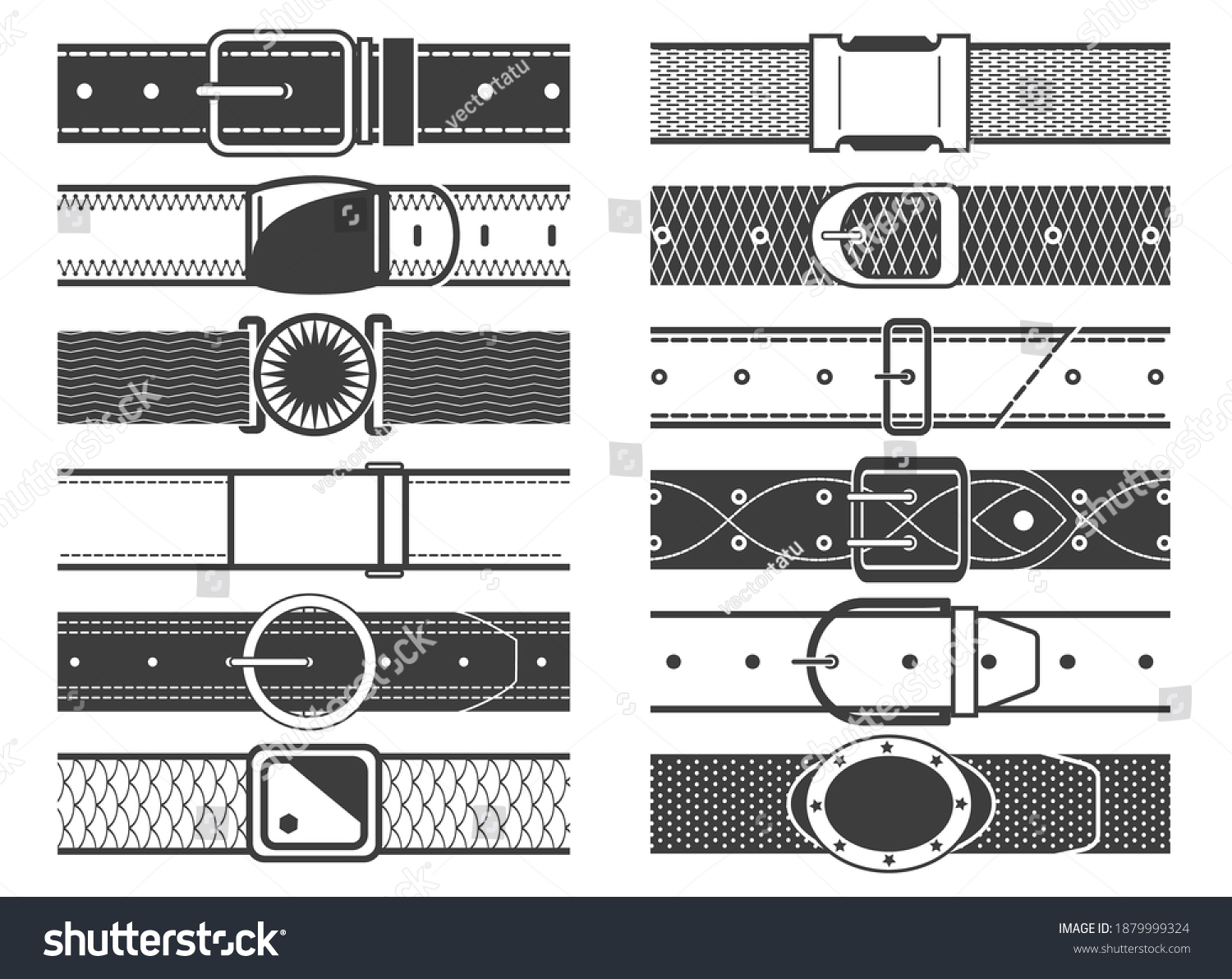 Vector belts with buckles. Casual waistbands and - Royalty Free Stock ...
