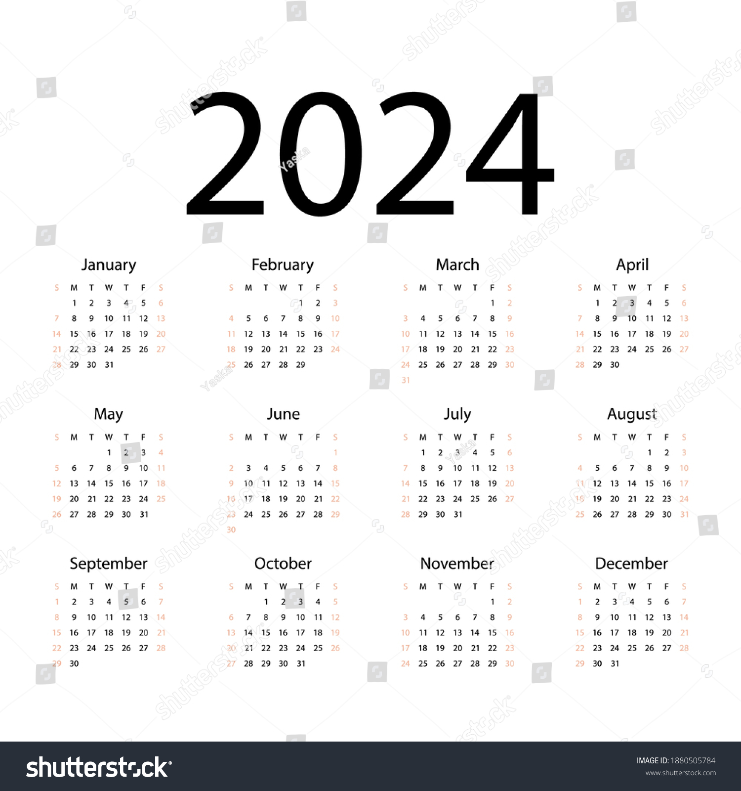 Calendar 2024. Tearoff calendar. Personal Royalty Free Stock Vector
