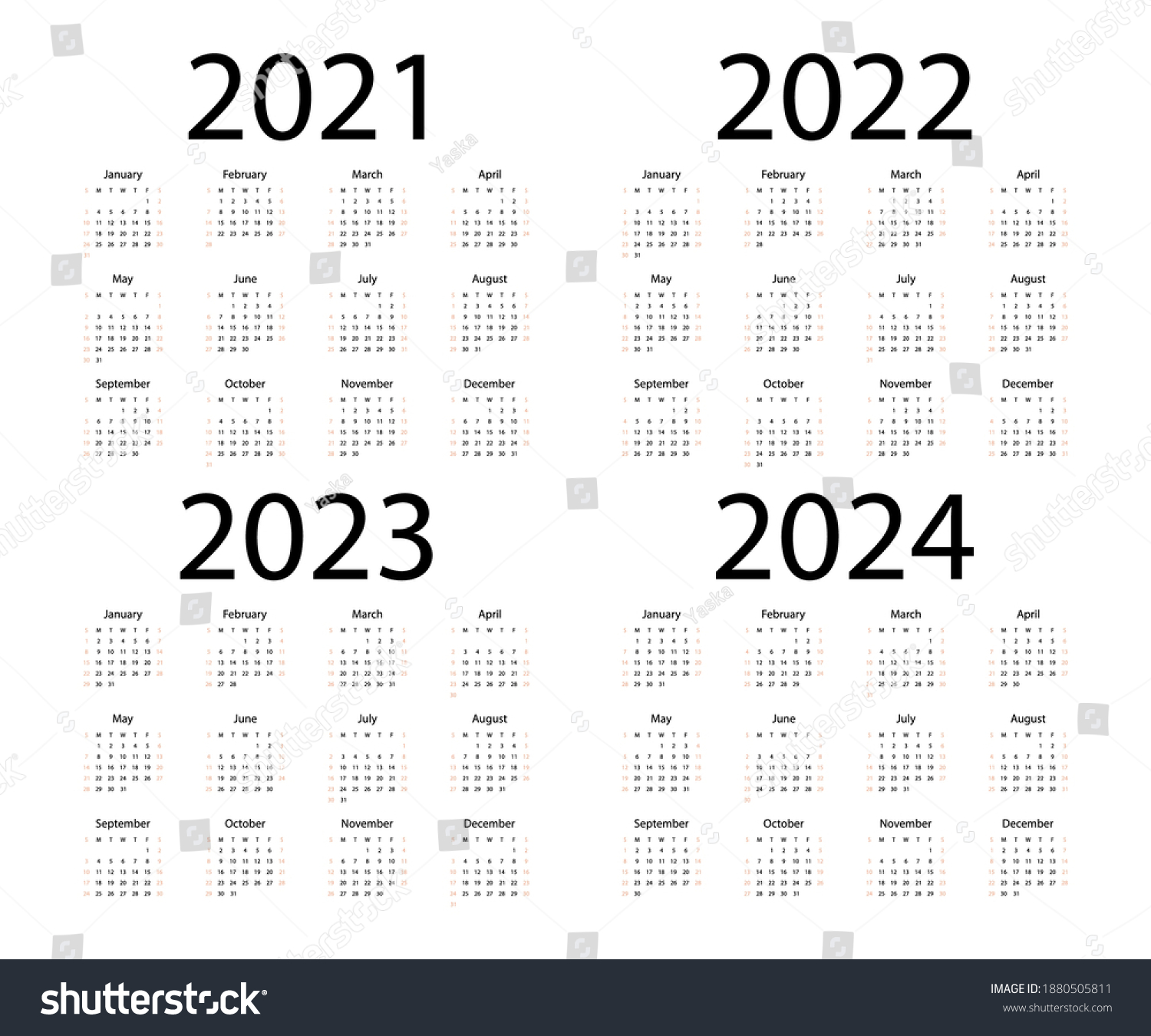 Calendar 2021-2024. Tear-off calendar. Personal - Royalty Free Stock ...