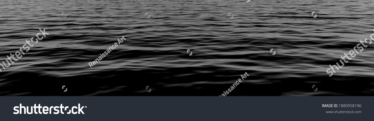 black water sea wave. black water banner and surface of dark nature background. Black water texture. ripple effect on surface sea water in black and white color. cover page. #1880958196