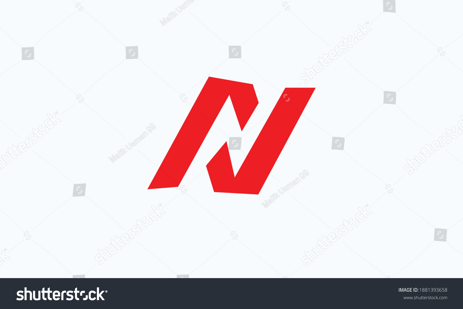 N Logo With Red And White Background - Royalty Free Stock Vector 