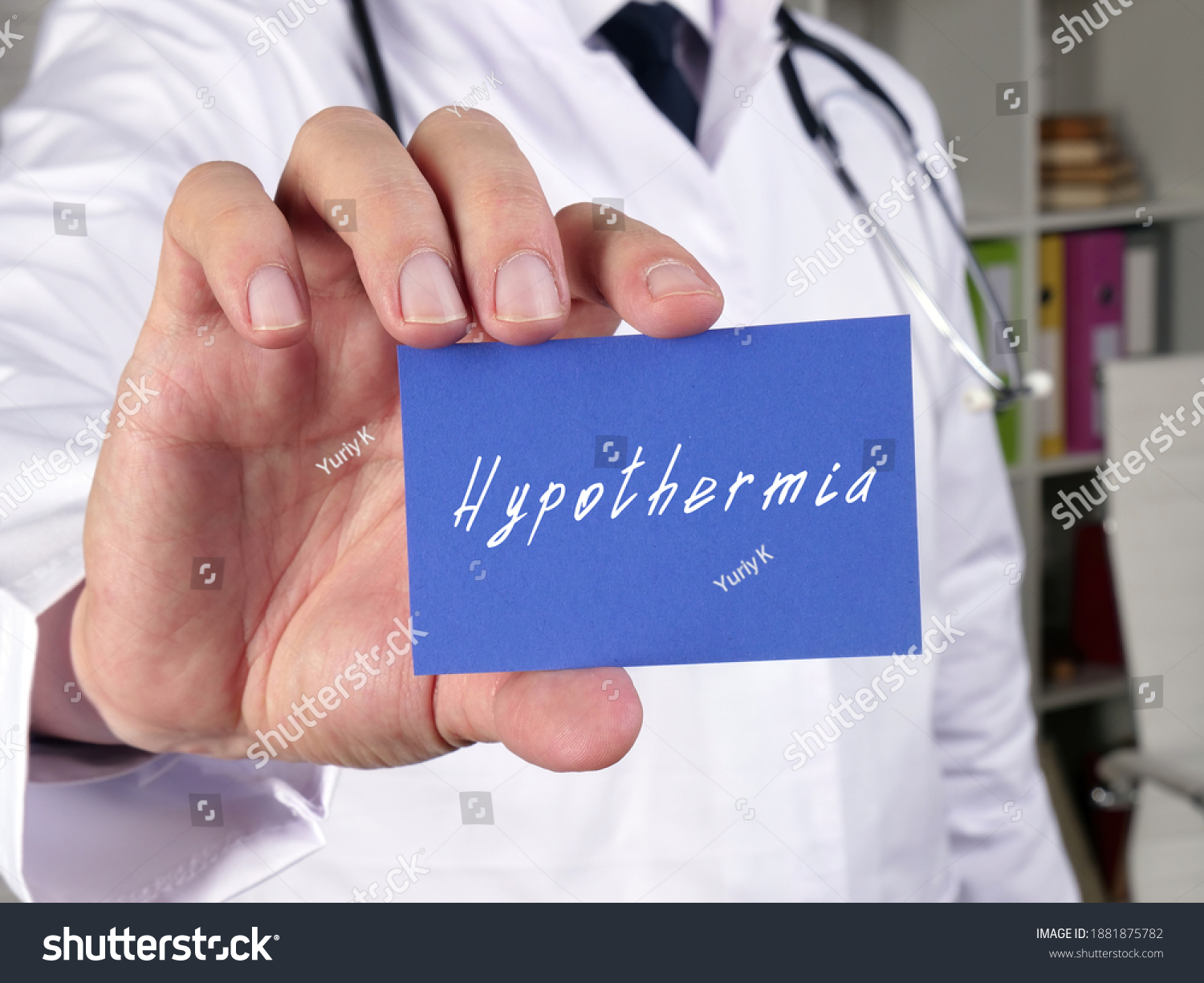 Health care concept about Hypothermia with sign on the sheet.
 #1881875782
