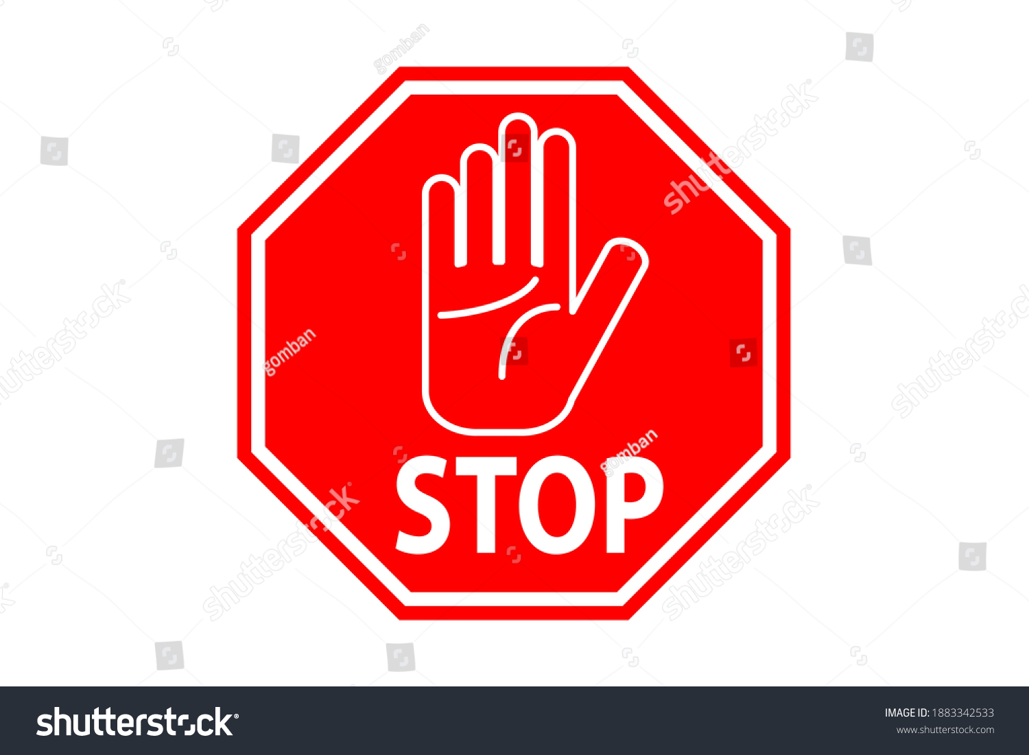 Hand symbol for stop in red 8-sided sign - Royalty Free Stock Vector ...