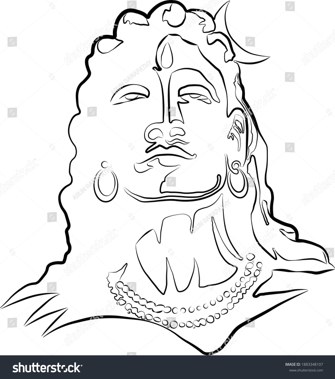 Outline of lord shiva drawing - Royalty Free Stock Photo 1883348107 ...