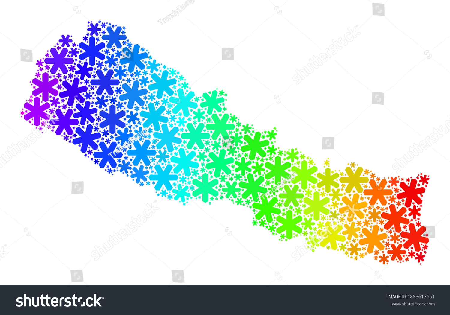 Rainbow gradient collage of Nepal map organized Royalty Free Stock