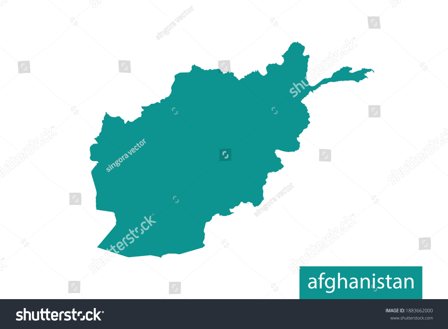 Afghanistan map green color. on white background #1883662000
