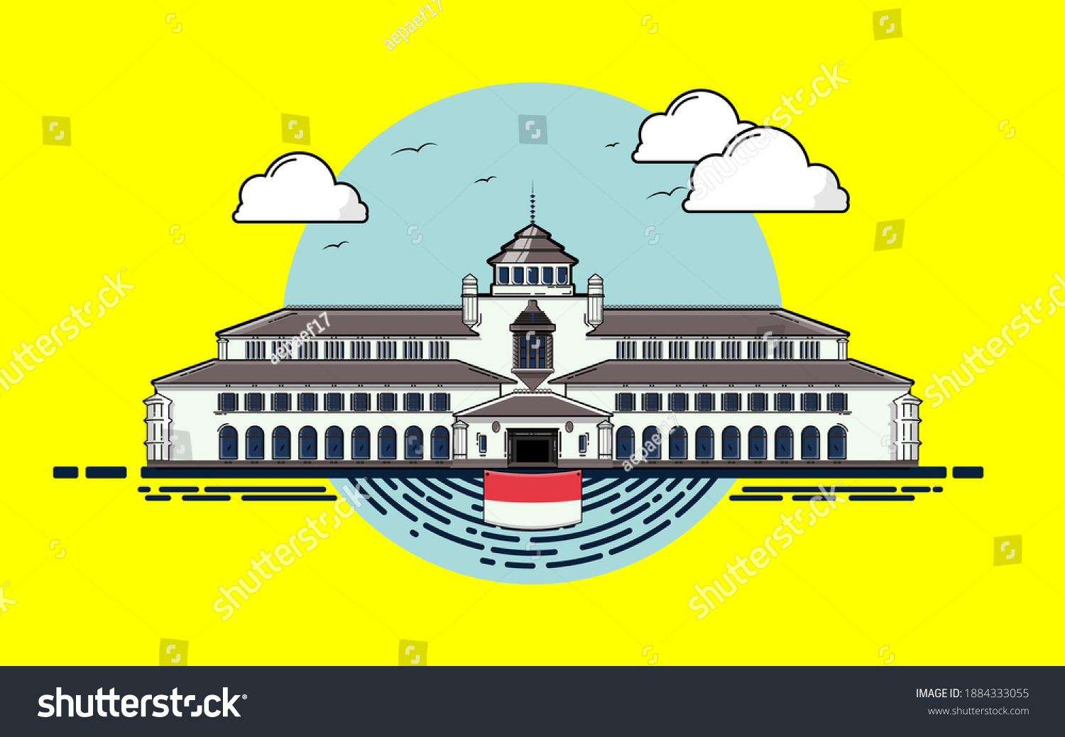 Gedung Sate Bandung Bandung Satay Tower Royalty Free Stock Vector 1884333055 5358