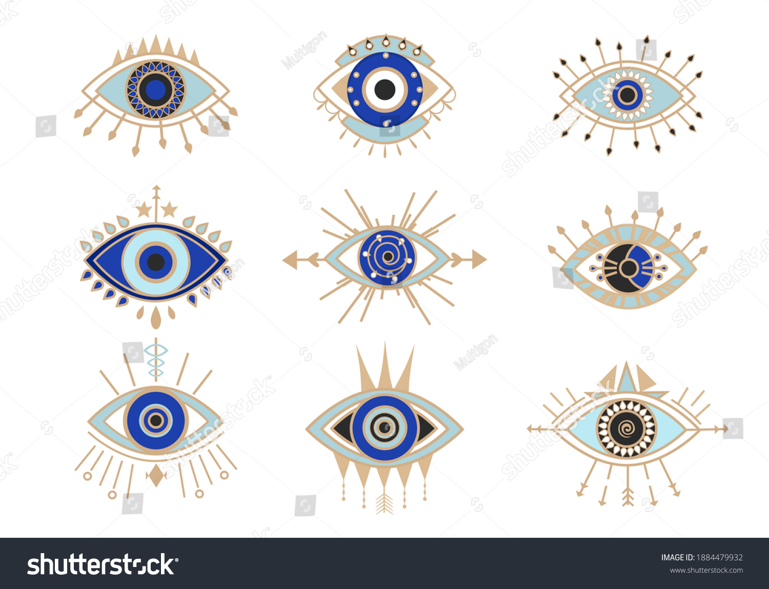 Occult eyes symbols set. Esoteric signs with - Royalty Free Stock ...