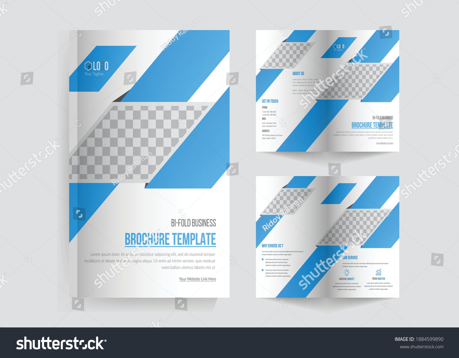 Business Bi-fold Brochure Template, Bi-fold - Royalty Free Stock Vector ...