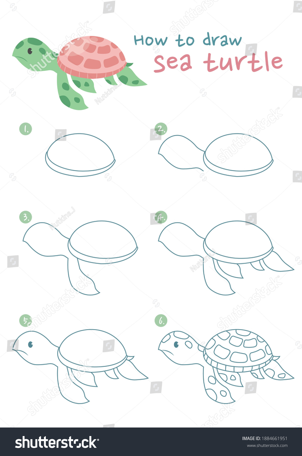 How to draw a sea turtle vector illustration. - Royalty Free Stock ...