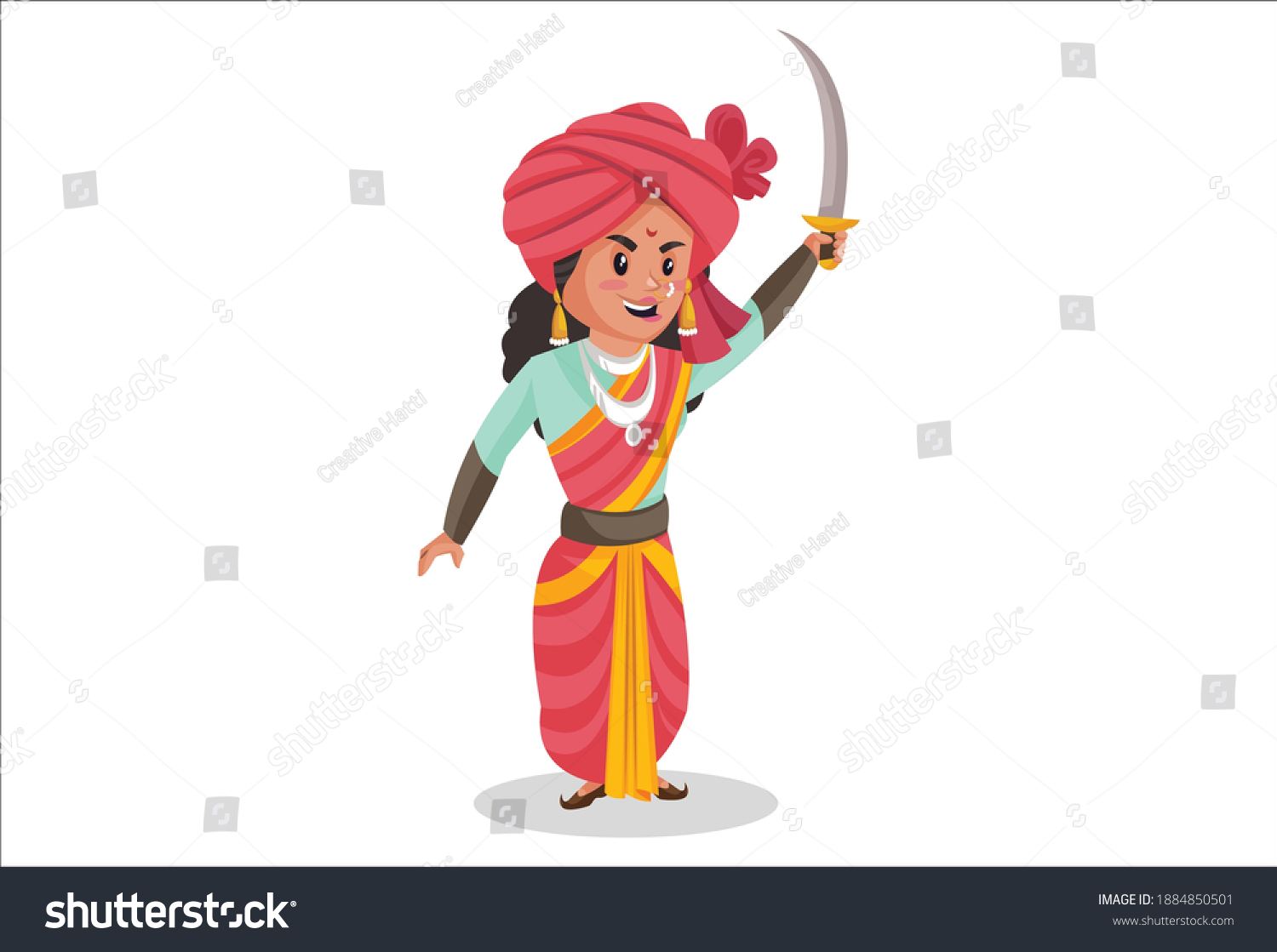 Rani Lakshmibai is holding a sword in hand and - Royalty Free Stock ...