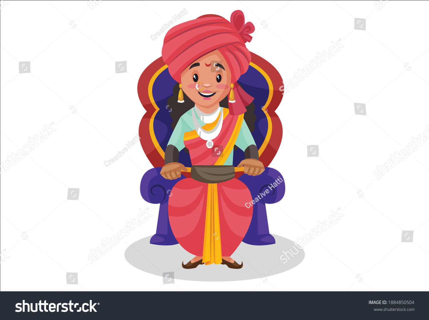 Rani Lakshmibai is sitting on a throne. Vector - Royalty Free Stock ...