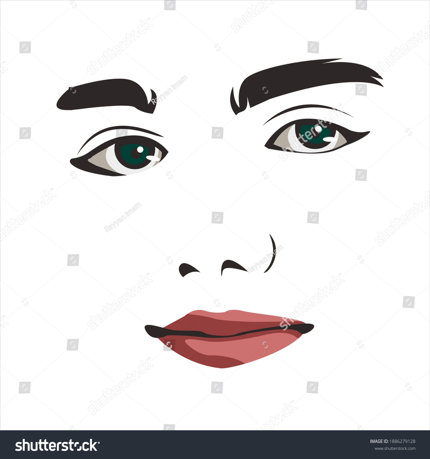 woman face illustration template eyes lips nose - Royalty Free Stock ...