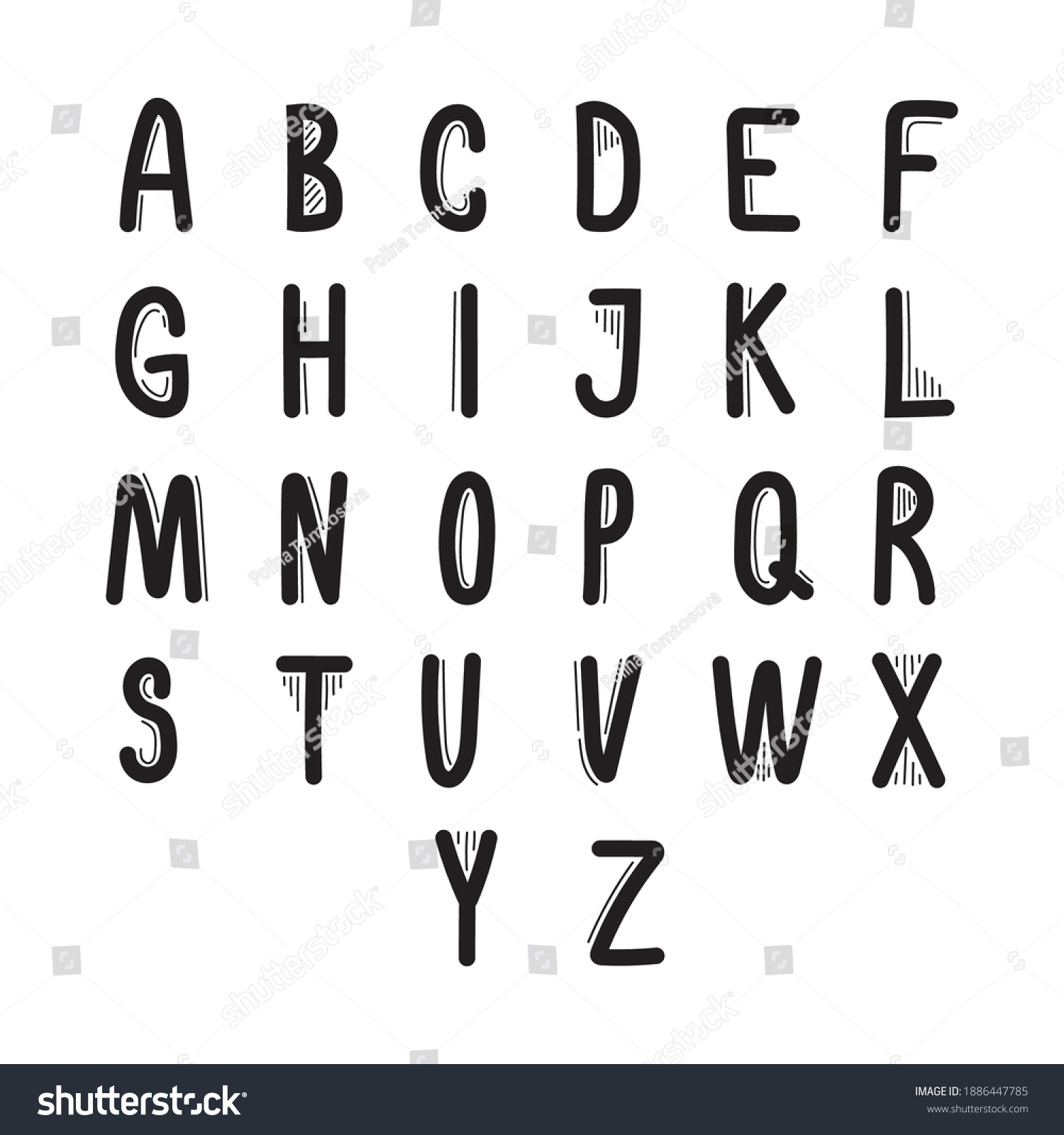 Hand drawn font style alphabet with line - Royalty Free Stock Vector ...