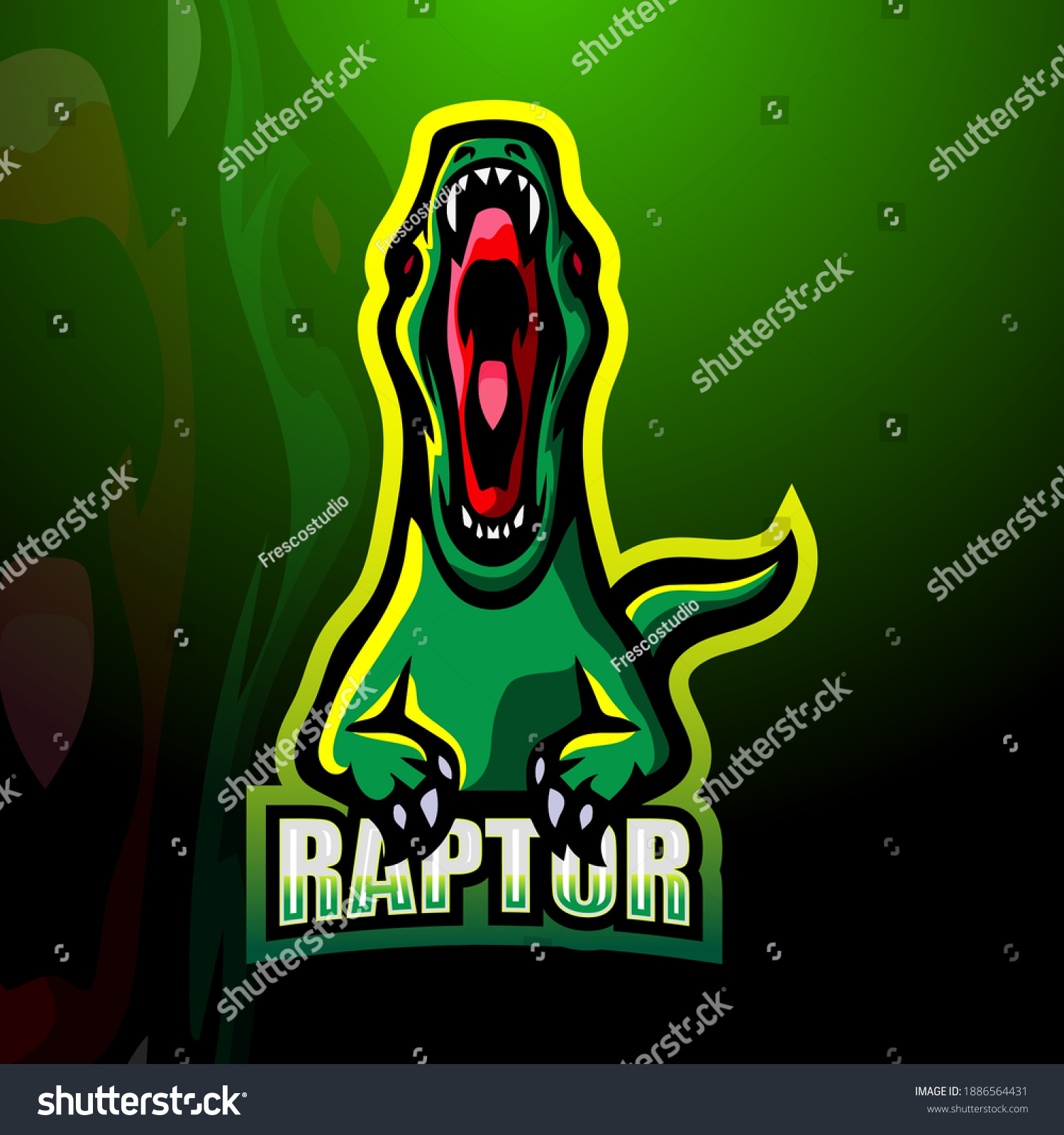 Raptor mascot esport logo design	 #1886564431