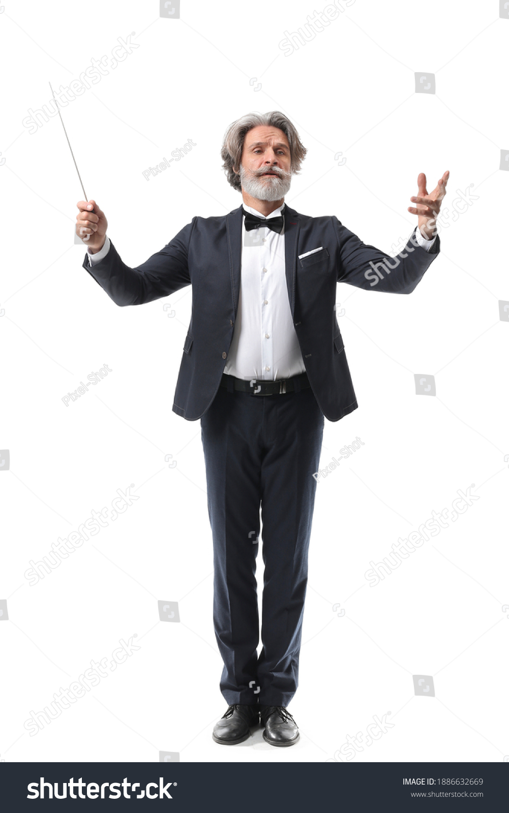 Senior male conductor on white background #1886632669