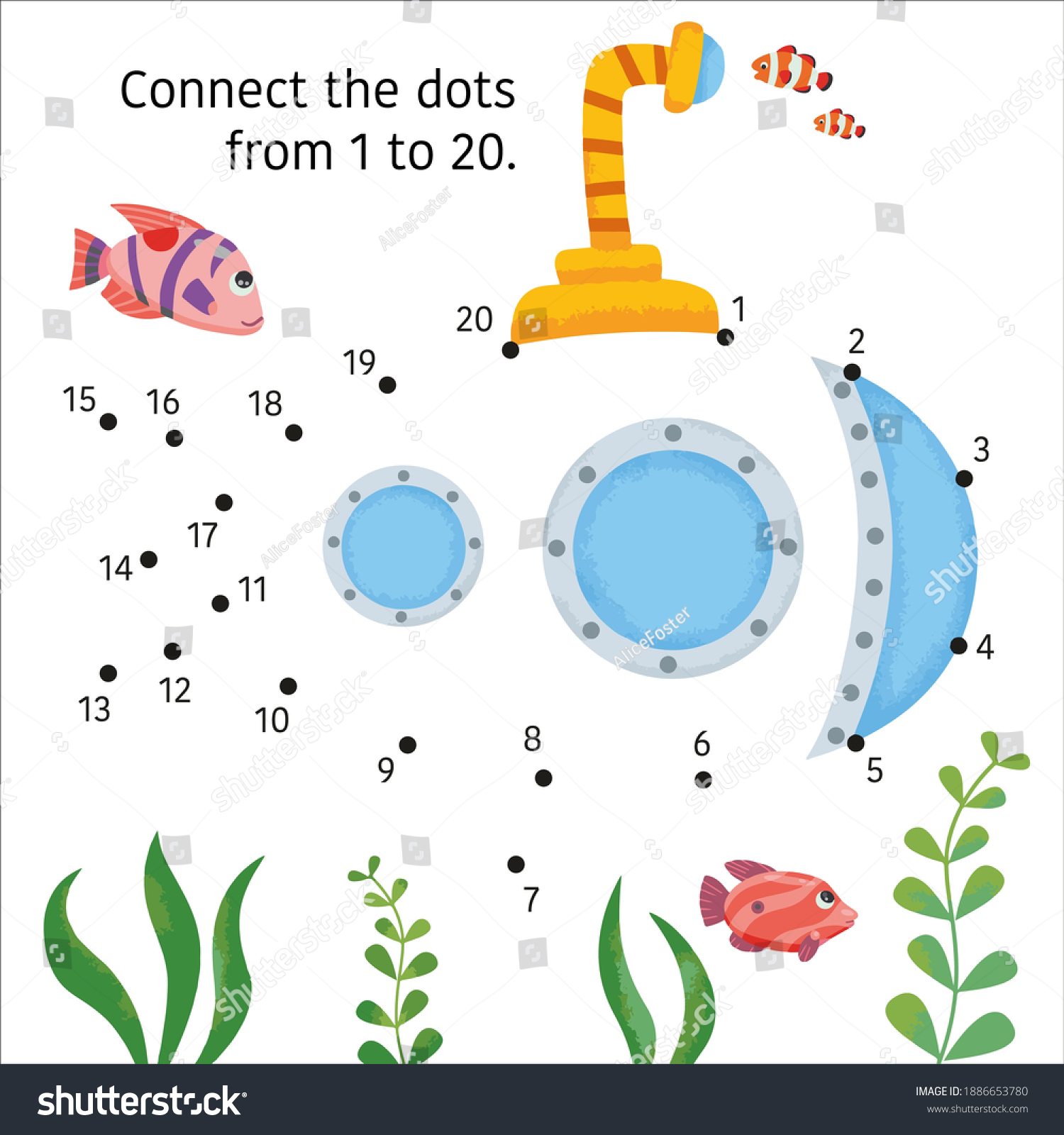 Dot to Dot. Connect dots from 1 to 20. Game for - Royalty Free Stock ...