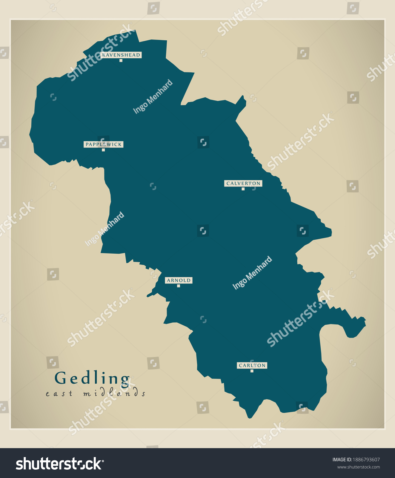 Gedling district map - England UK - Royalty Free Stock Vector ...