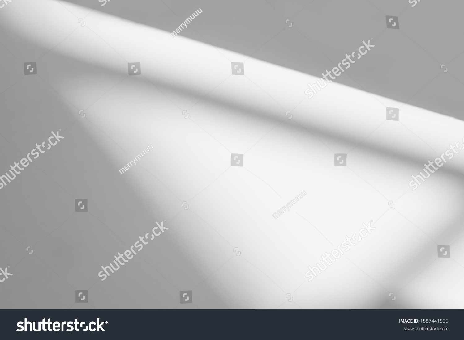 Abstract shadow and striped diagonal light background on white wall  from window,  architecture dark gray and sunshine diagonal geometric effect overlay for backdrop and mockup design
 #1887441835