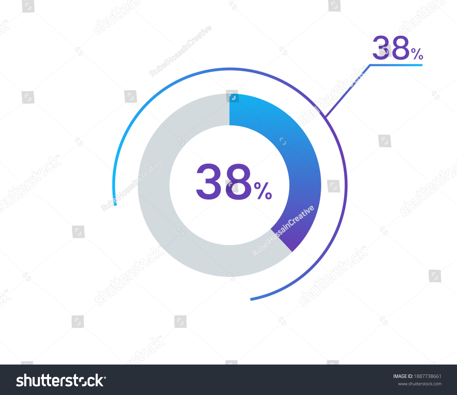 38 percents pie chart infographic elements. 38 Royalty Free Stock