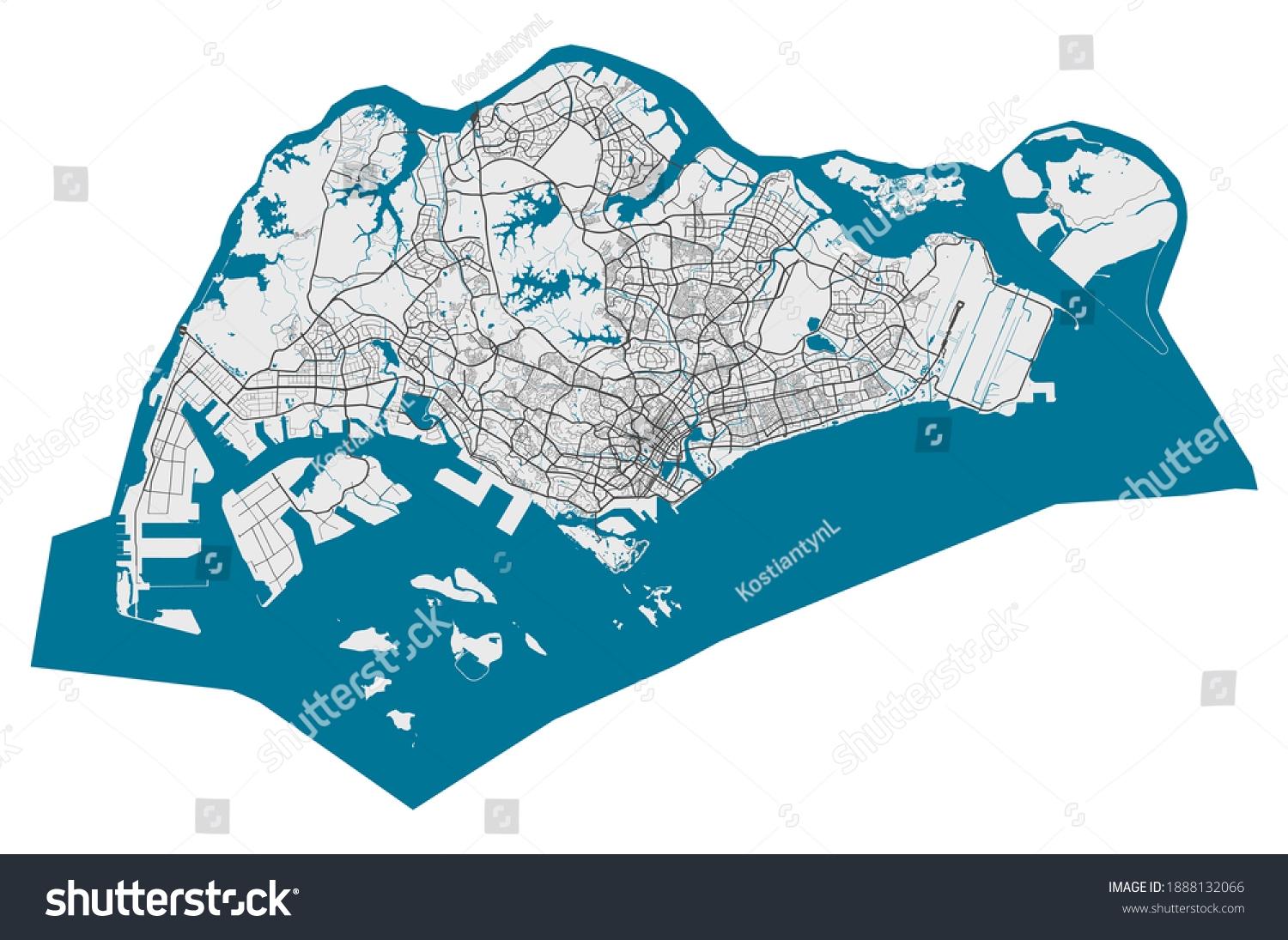 Singapore map. Detailed map of Singapore city - Royalty Free Stock