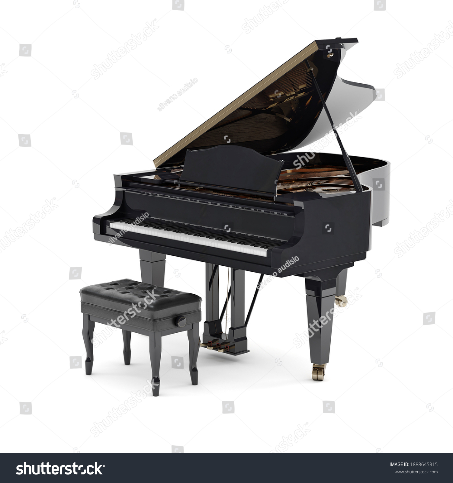 Beautiful grand piano isolated on white background #1888645315