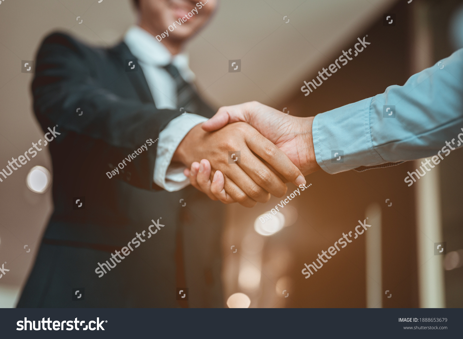 Businessman shake hands and get to know each other before they start talking about business.Bussiness,working, success concept  #1888653679