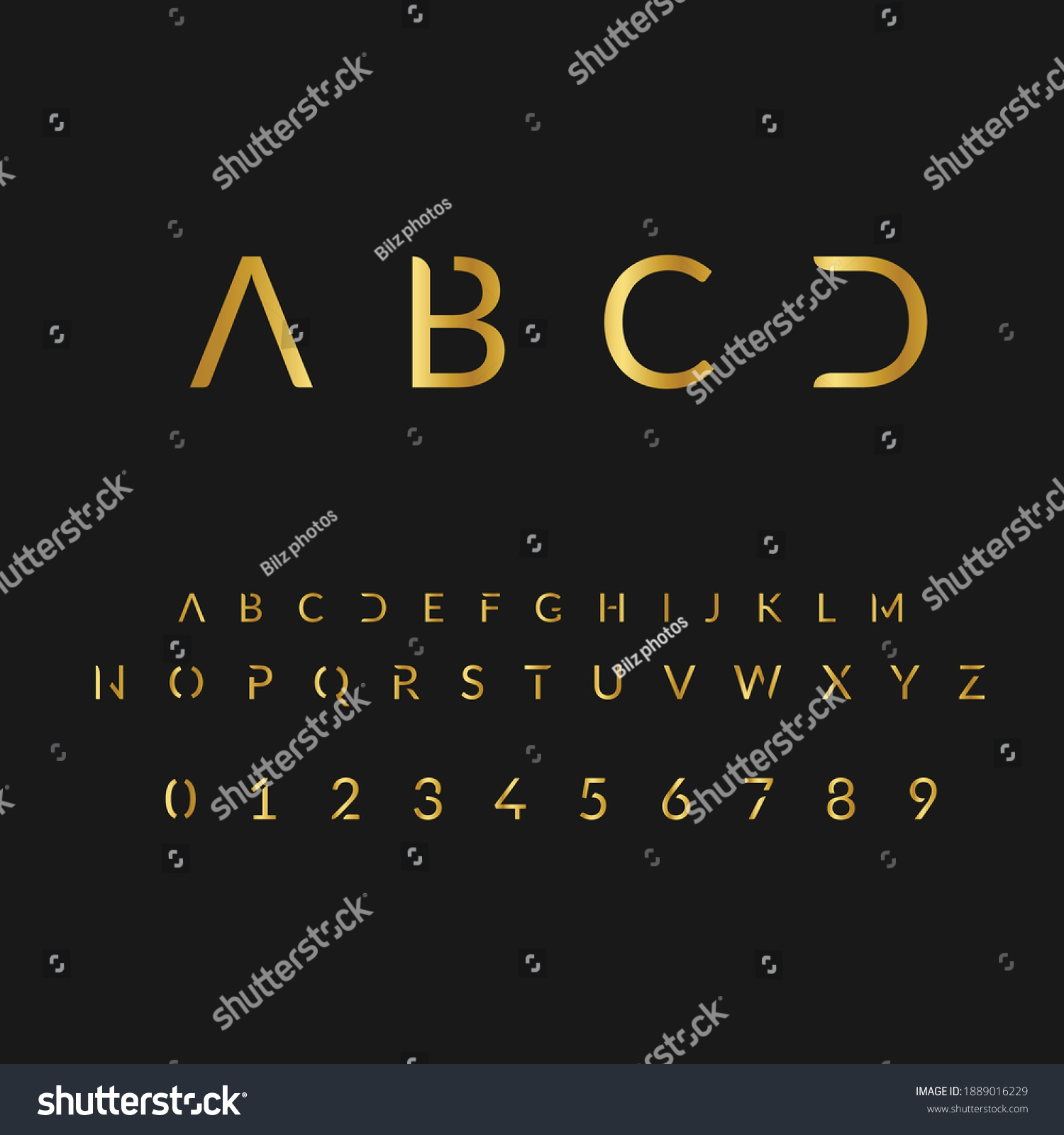 Golden font alphabetical and numerical - Royalty Free Stock Vector ...