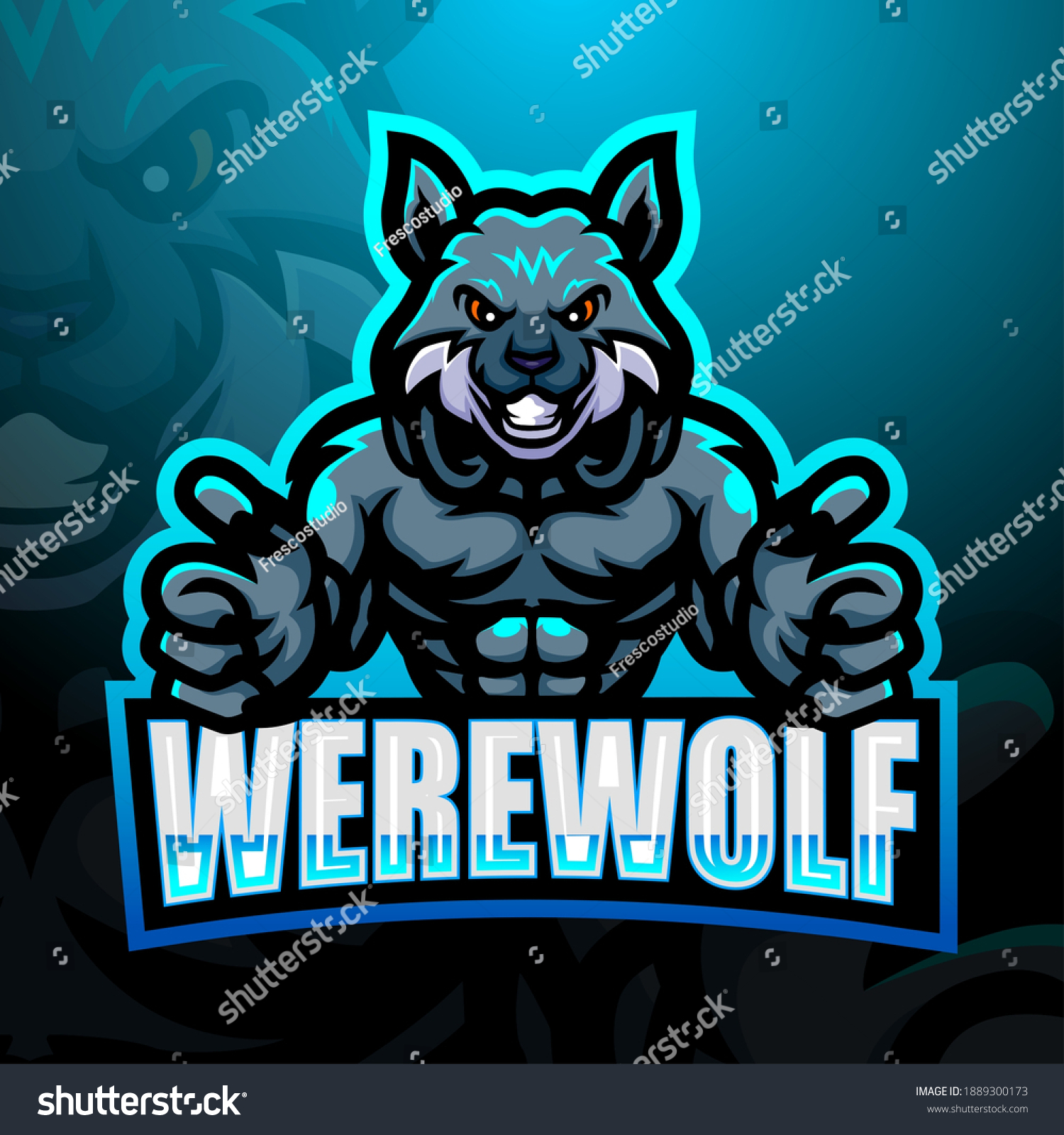 Werewolf mascot esport logo design - Royalty Free Stock Vector