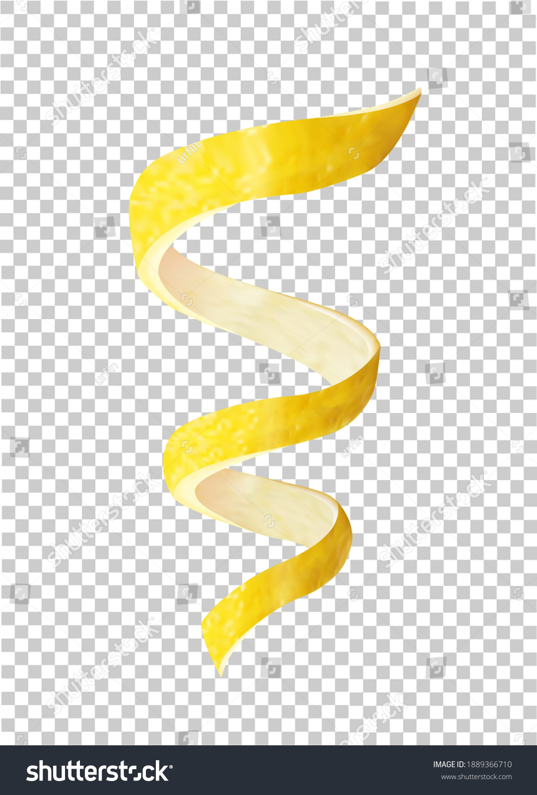 lemon peel in the form of a spiral vertically on a transparent background. vector illustration #1889366710