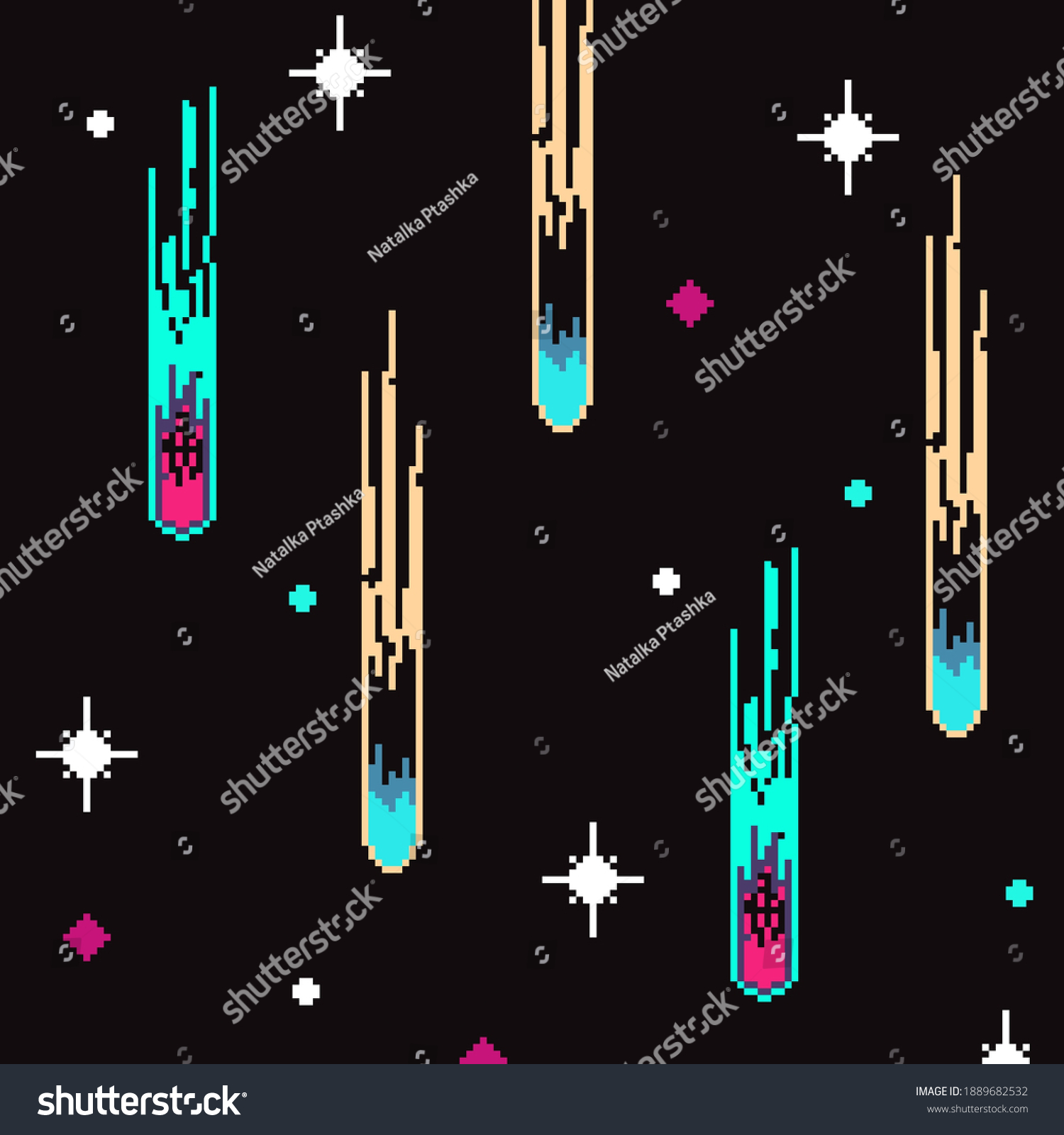 Pixel Space Design Pixel Art 8 Bit Seamless Royalty Free Stock