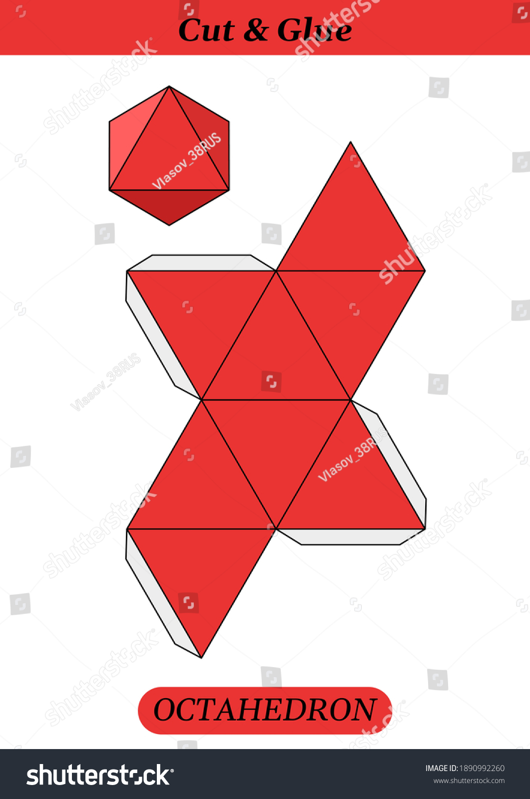 Paper model of the octahedron. Cut, fold and - Royalty Free Stock ...