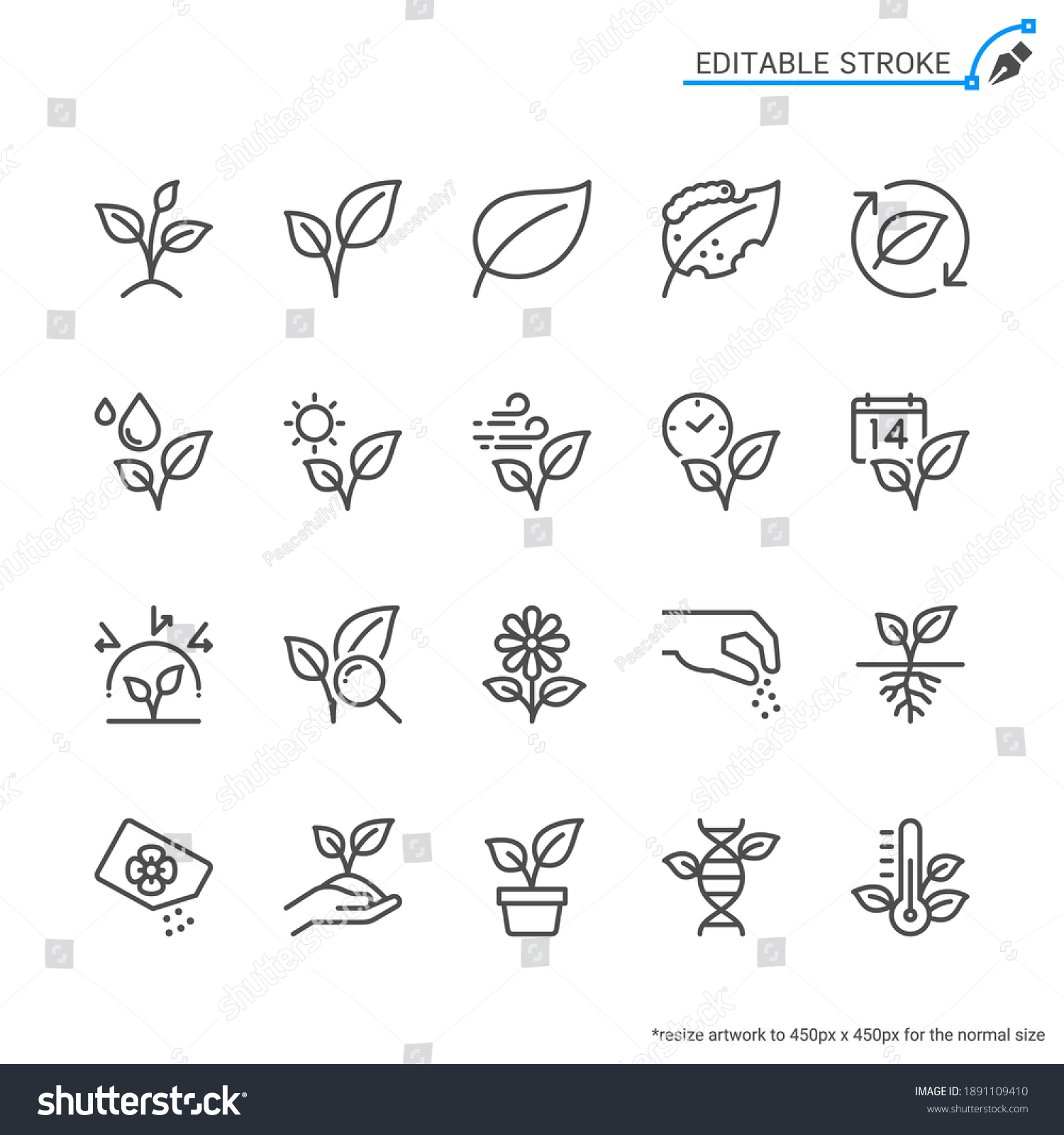Plant line icons. Editable stroke. Pixel perfect. #1891109410