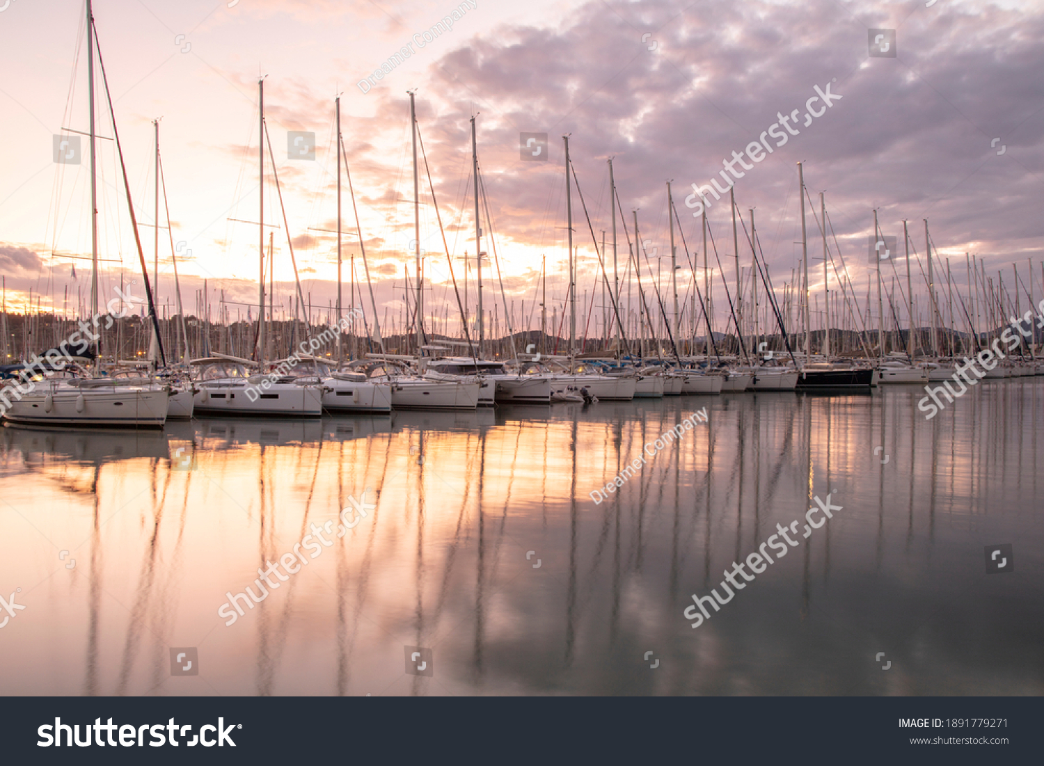 Sailboats view  in the Marina in Evening Time #1891779271