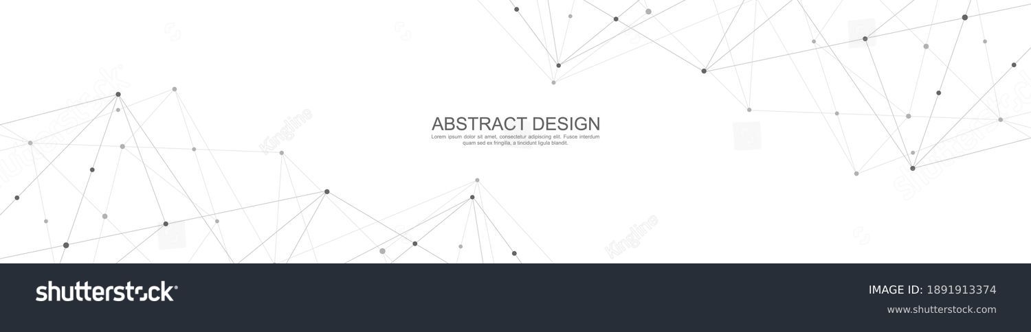 Website header or banner design with abstract polygonal background and connecting dots and lines. Global network connection. Digital technology with plexus background and space for your text #1891913374