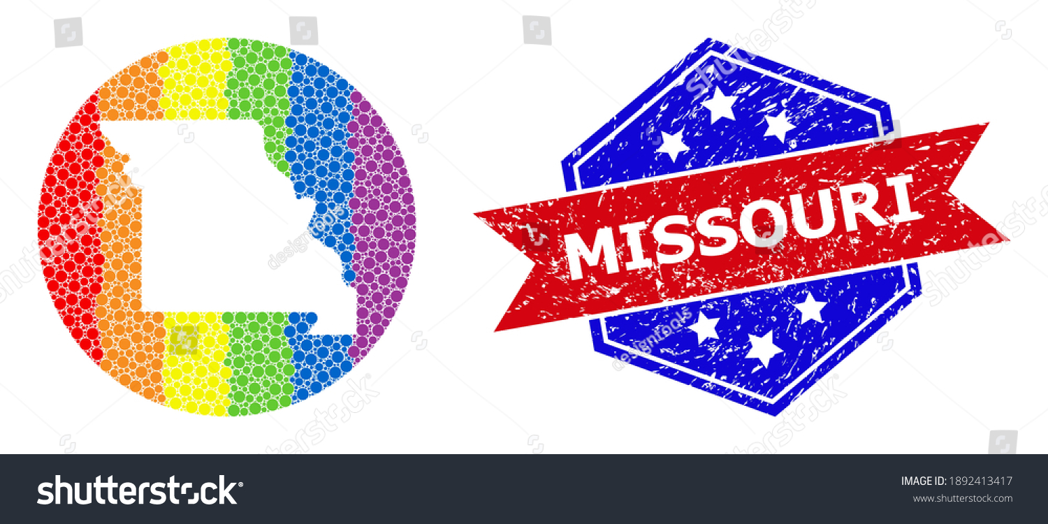 Pixelated spectrum map of Missouri State mosaic Royalty Free Stock