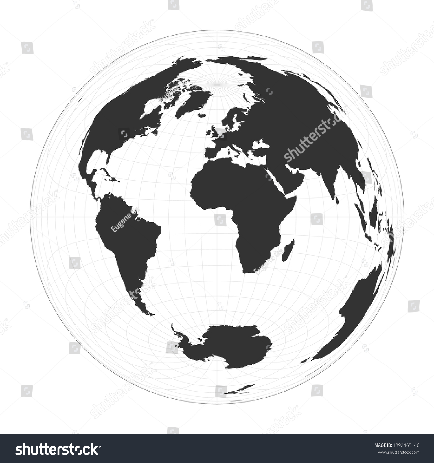 Map of The World. Lambert azimuthal equal-area - Royalty Free Stock ...