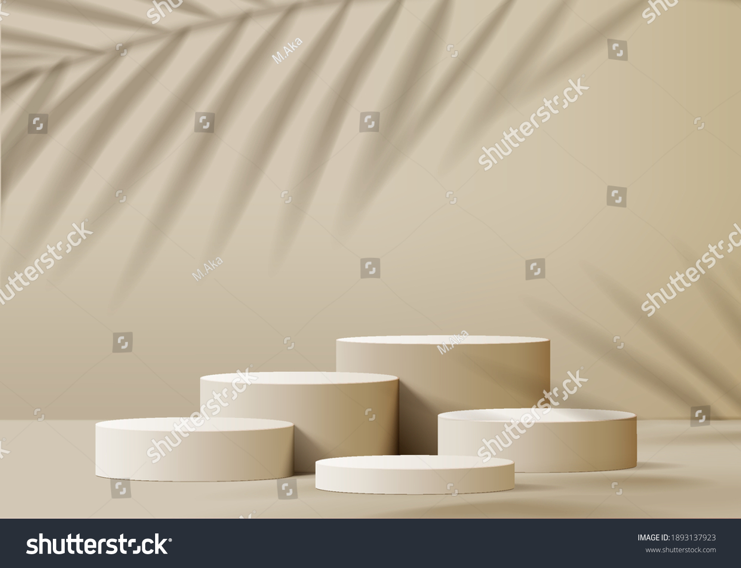 3d background products minimal podium scene with beige pedestal. display background vector 3d rendering with podium. stand to show cosmetic products 3d. Stage showcase on pedestal studio beige podium  #1893137923