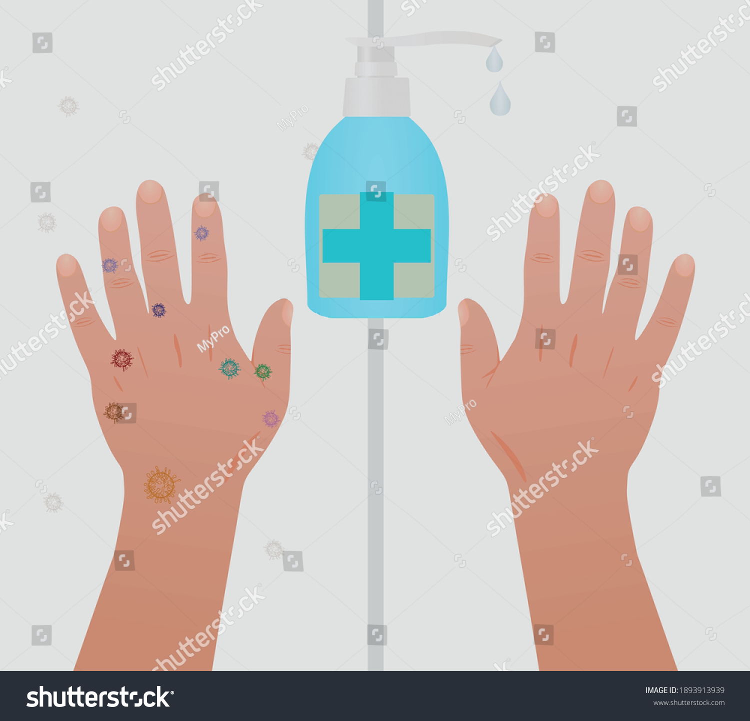 Hand Disinfect Bottle Vector Illustration Royalty Free Stock Vector