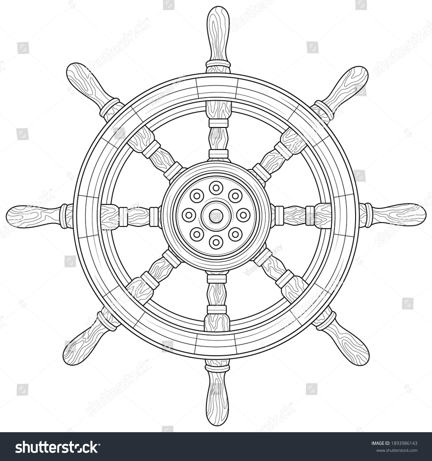 Steering wheel of the ship.Coloring book - Royalty Free Stock Vector ...