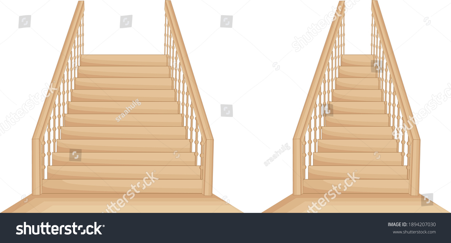 Comparision of wide and narrow wooden stairs #1894207030