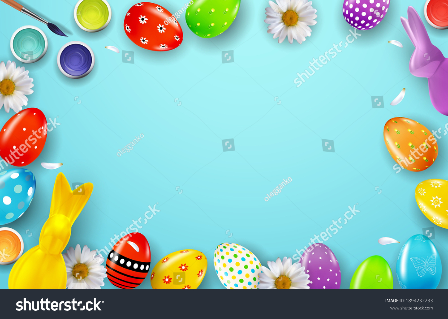 Easter Poster Template With 3d Realistic Easter - Royalty Free Stock 