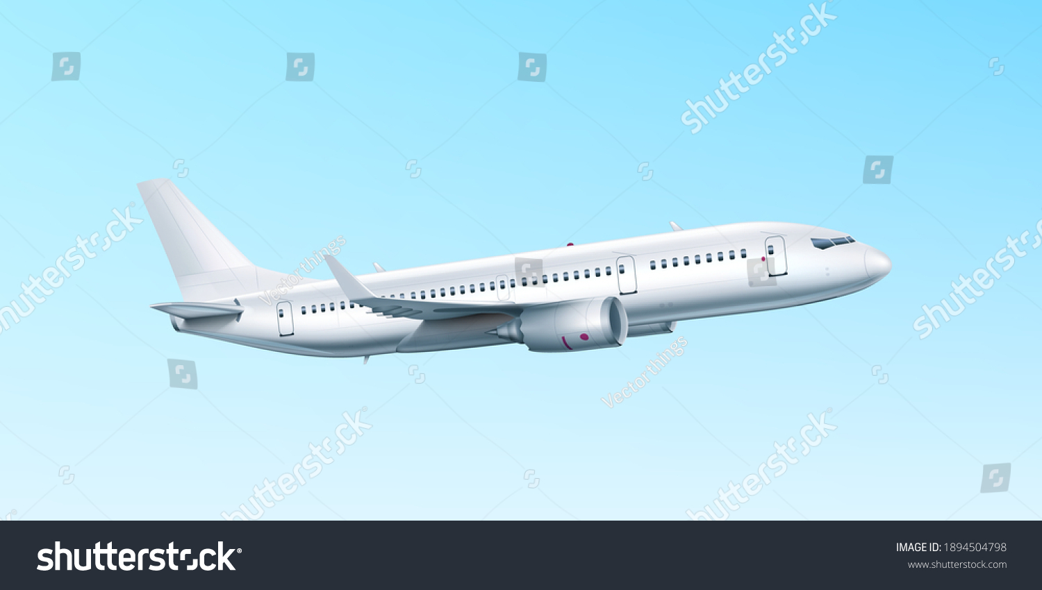 Blank Glossy White Airplane Or Airliner Side View. EPS10 Vector #1894504798