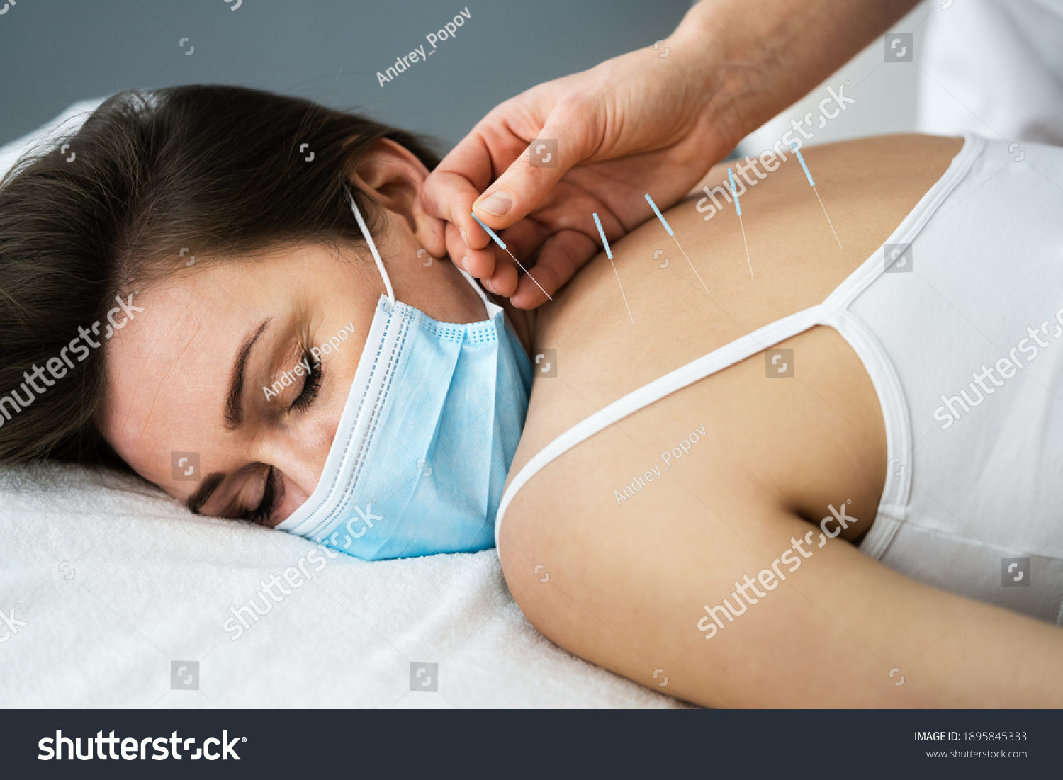 Acupuncture Massage Therapy Treatment In Face Mask #1895845333