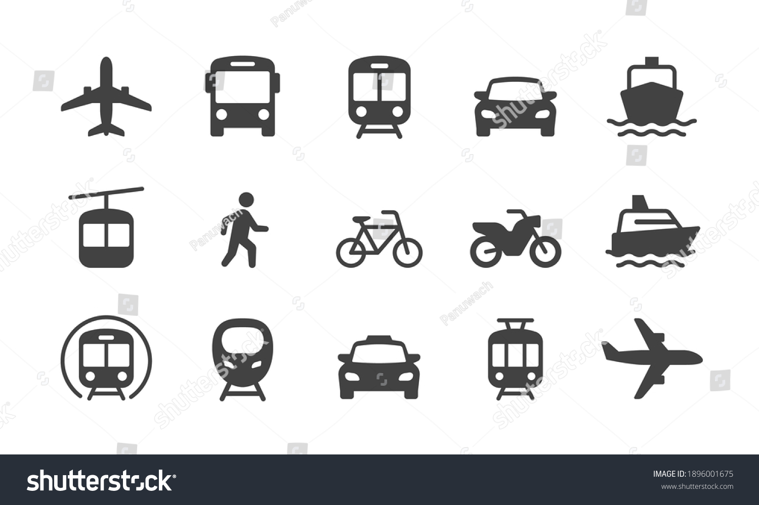  Set of Public Transportation related icons. Minimal flat graphic transport symbol. #1896001675