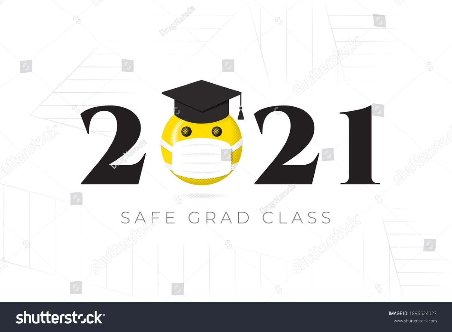 Class of 2021 Numerals Logo and Safe Graduation - Royalty Free Stock ...